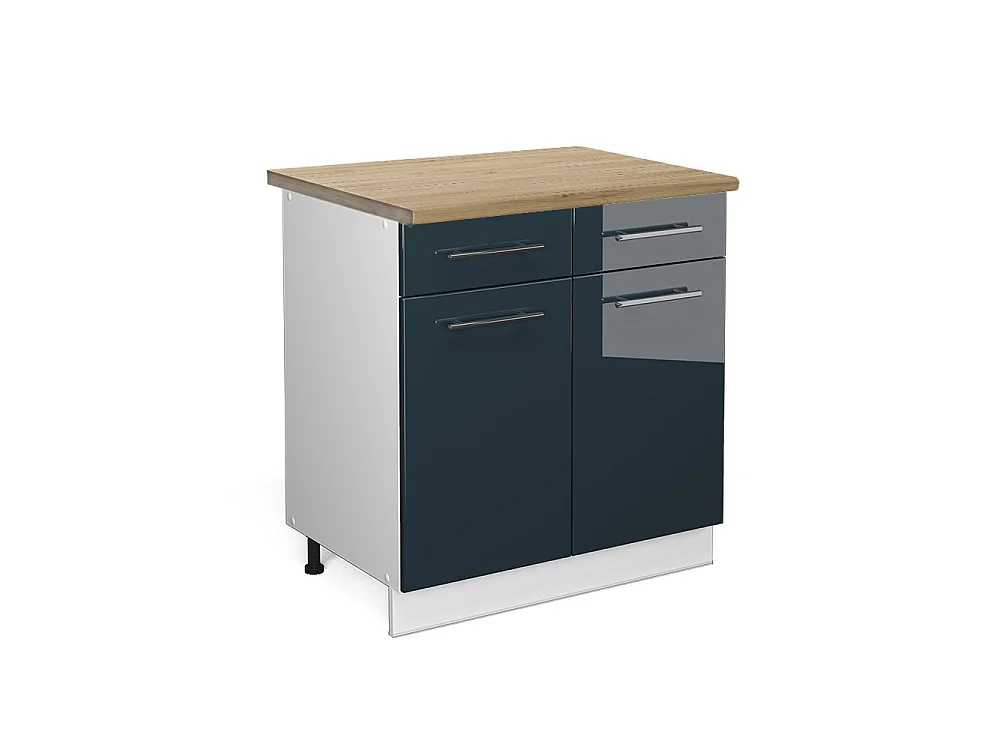 Kitchen base cabinet dark blue high gloss 80x60x82 fame-line