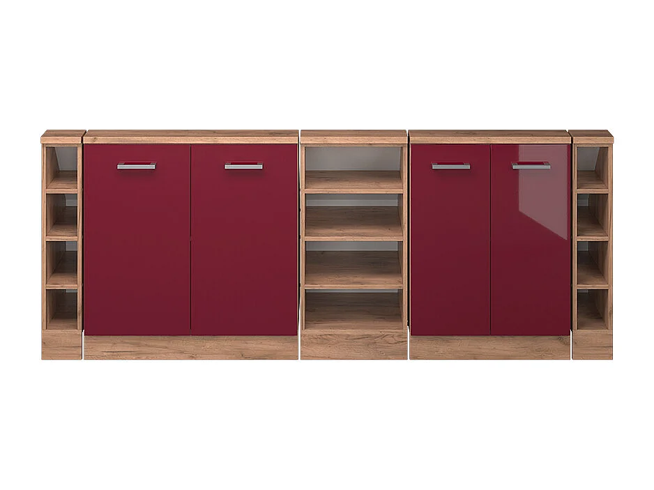 Küchenschrank für Dachschrägen rot hochglanz 215x46x81.6 r-line