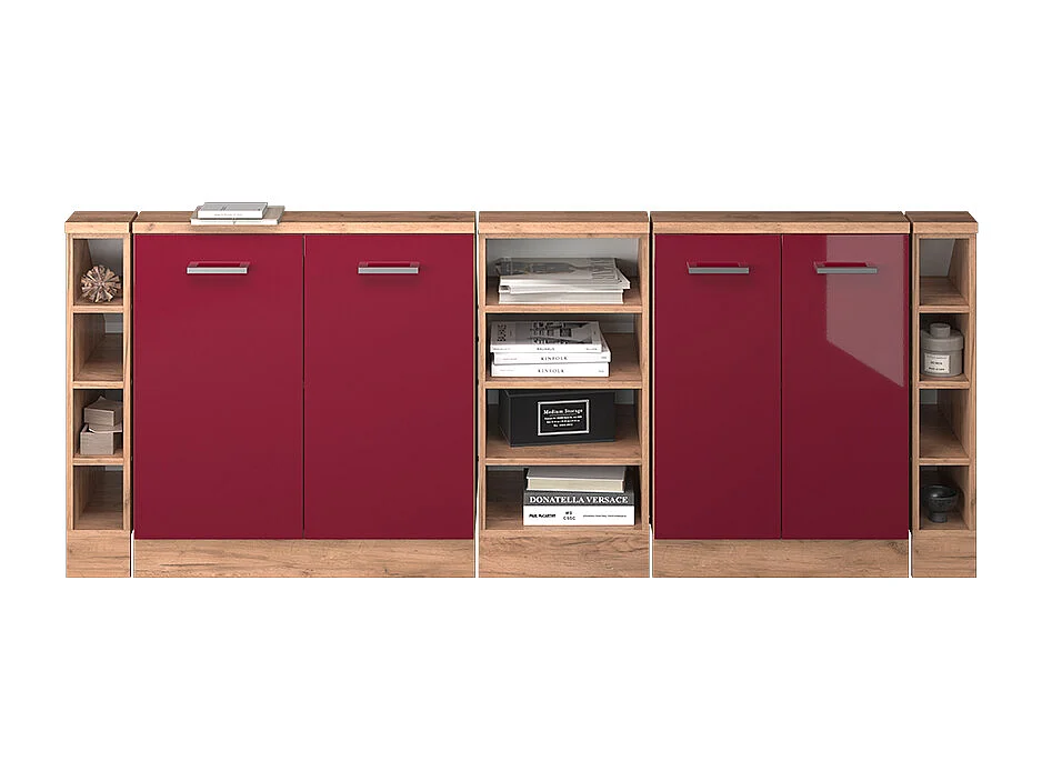 Meuble sous pente rouge brillant 210x46x81.6 r-line