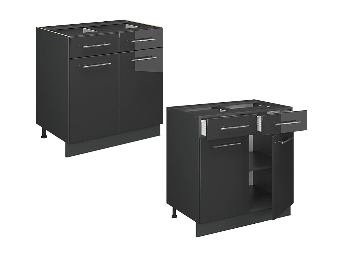 Keukenonderkast antraciet hoogglans 80x60x82 fame-line