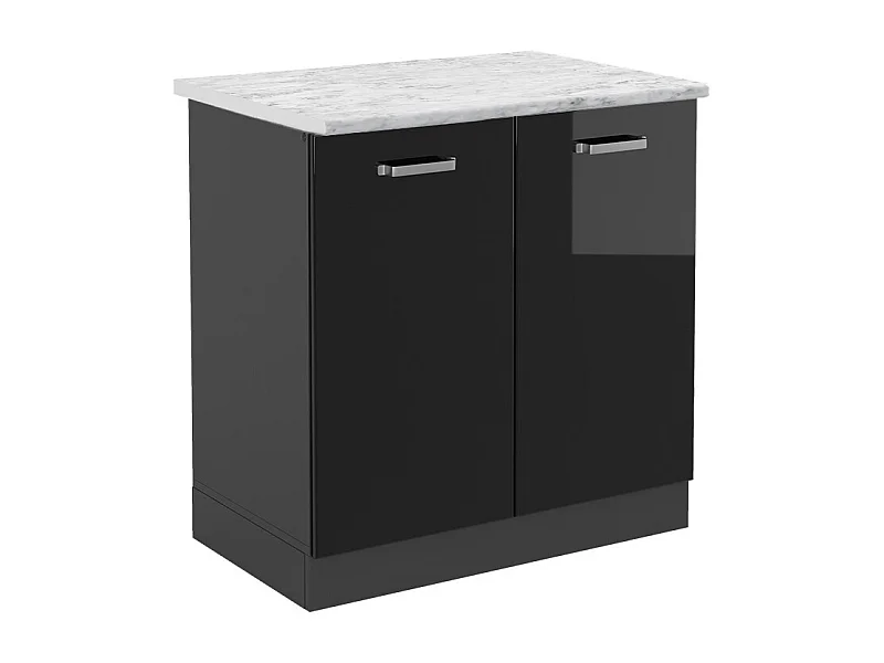 Meuble bas sous-évier noir haute brillance 80x60x81.6 r-line