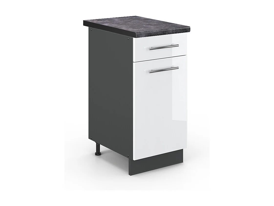 Meuble cuisine blanc haute brillance 40x60x82 fame-line