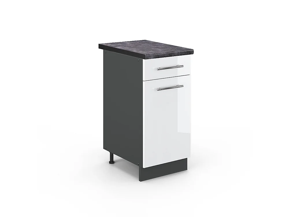 Meuble cuisine blanc haute brillance 40x60x82 fame-line