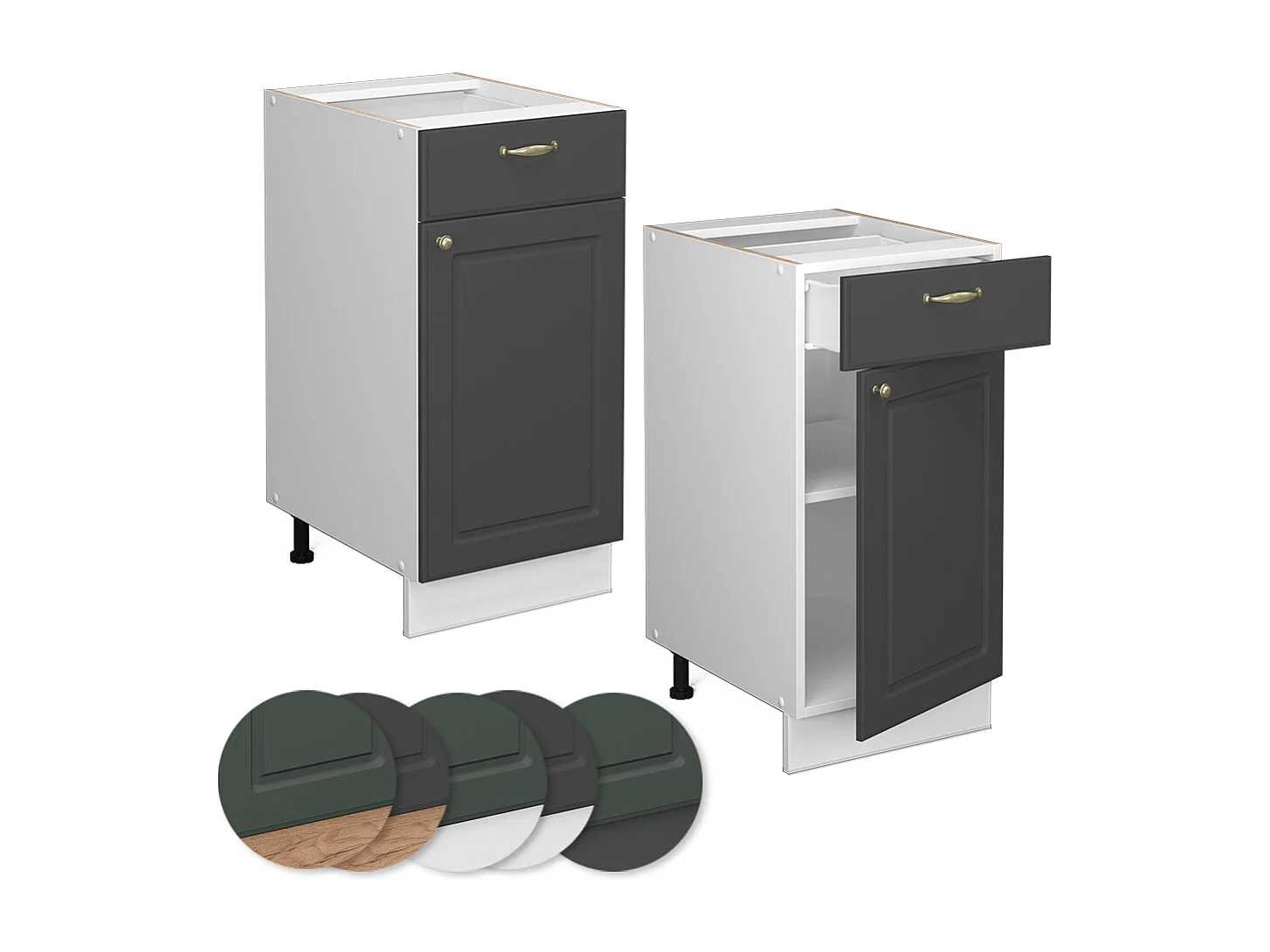 Meuble cuisine anthracite-or 40x60x82 fame-line