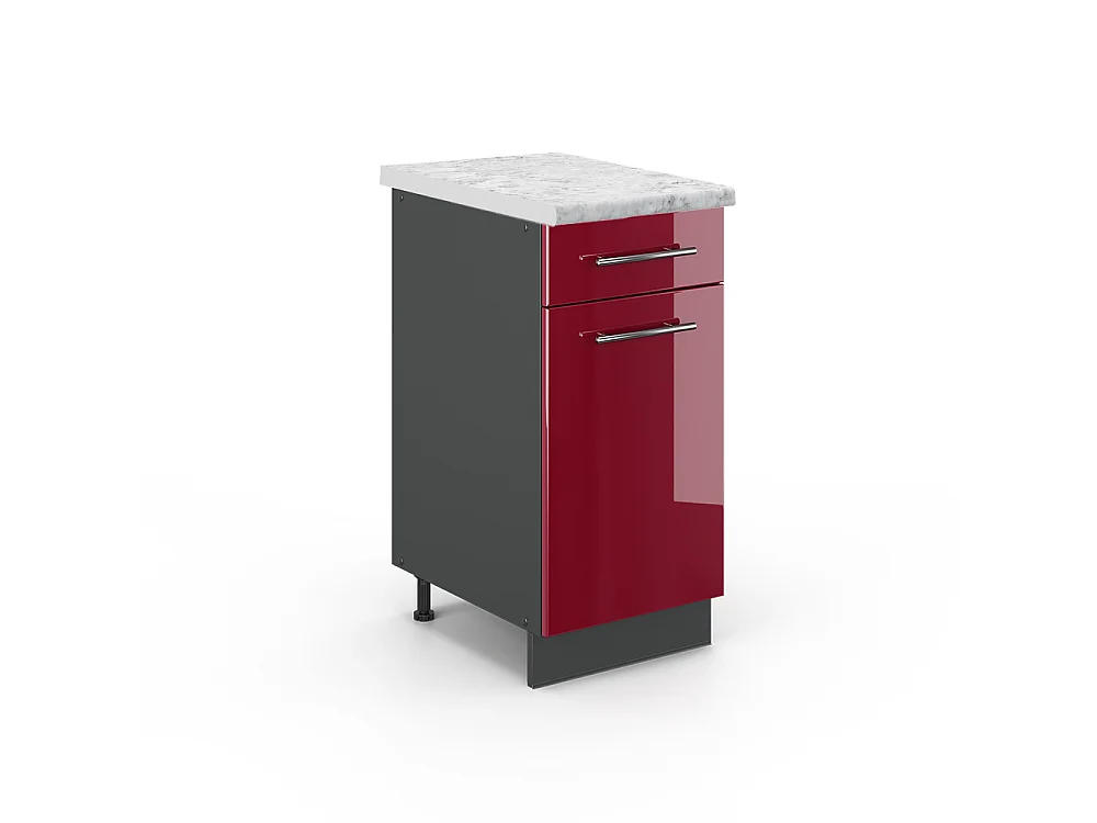 Meuble cuisine rouge bordeaux haute brillance 40x60x82 fame-line