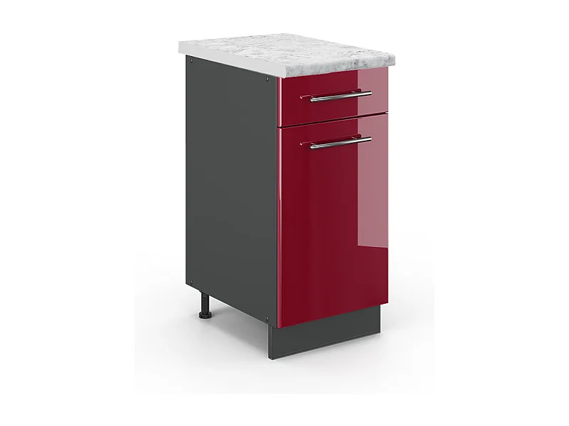 Meuble cuisine rouge bordeaux haute brillance 40x60x82 fame-line
