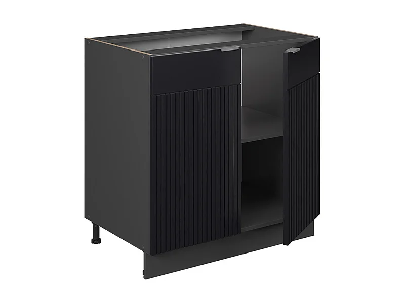 Meuble bas sous-évier noir rayé 80x60x82 fame-line