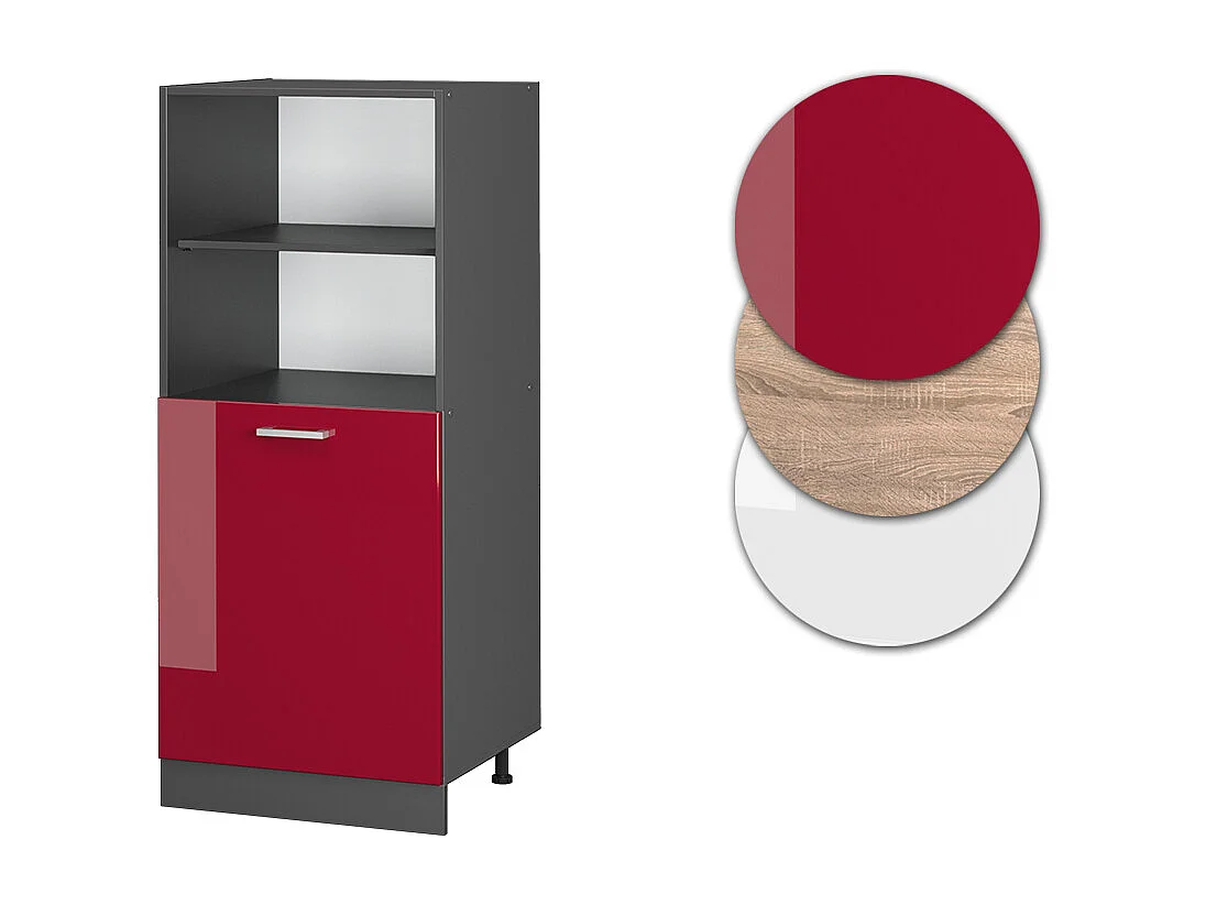 Armario para horno empotrado rojo de alto brillo 60x57x143 r-line