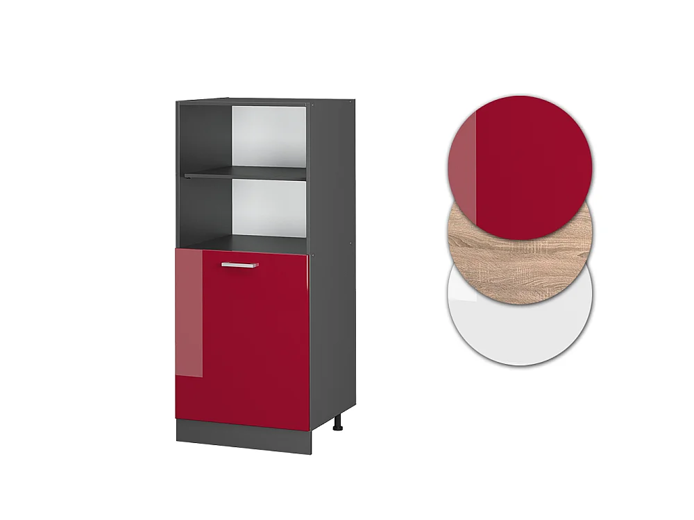 Meuble pour four rouge brillant 60x57x143 r-line