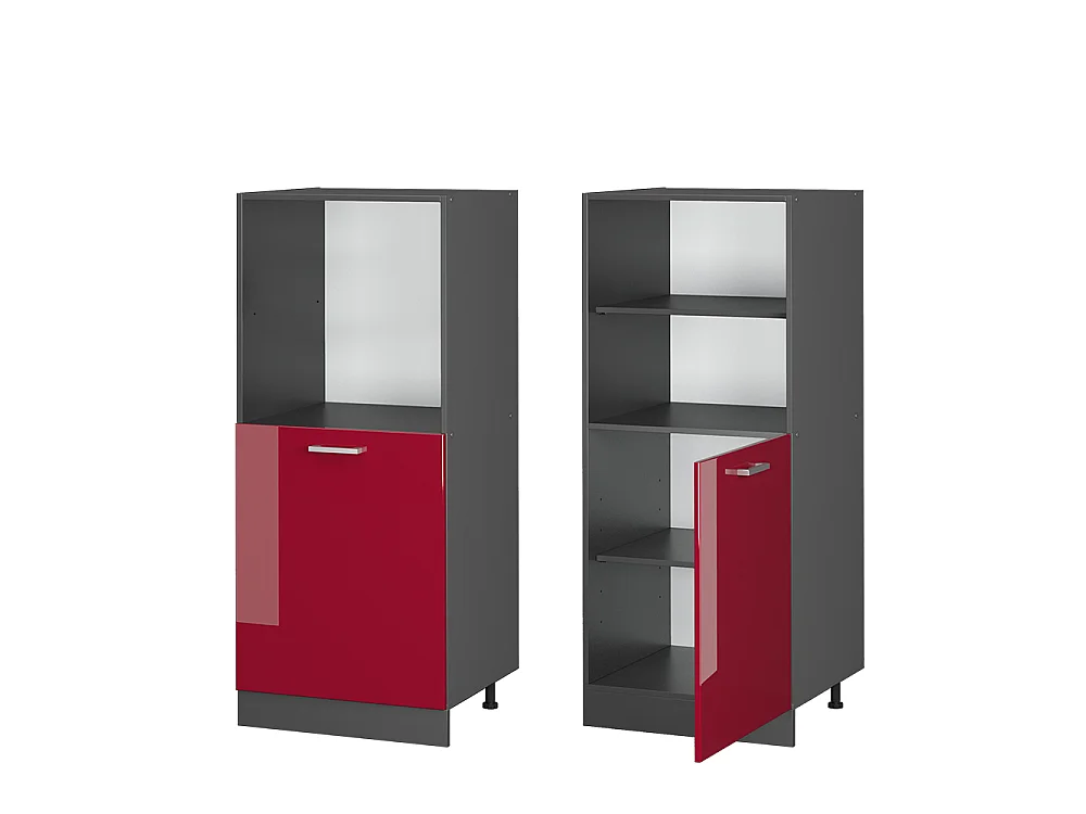 Meuble pour four rouge brillant 60x57x143 r-line