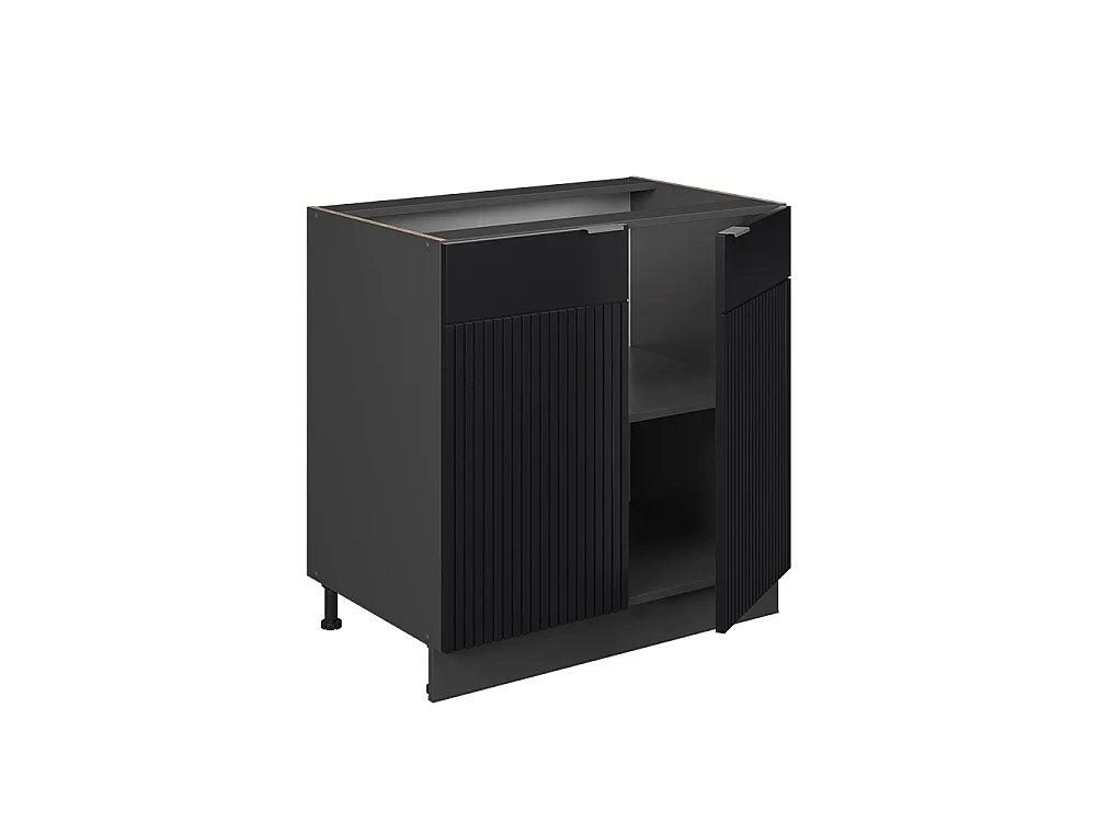 Kitchen base cabinet black striped/anthracite 80x51.6x82 fame-line