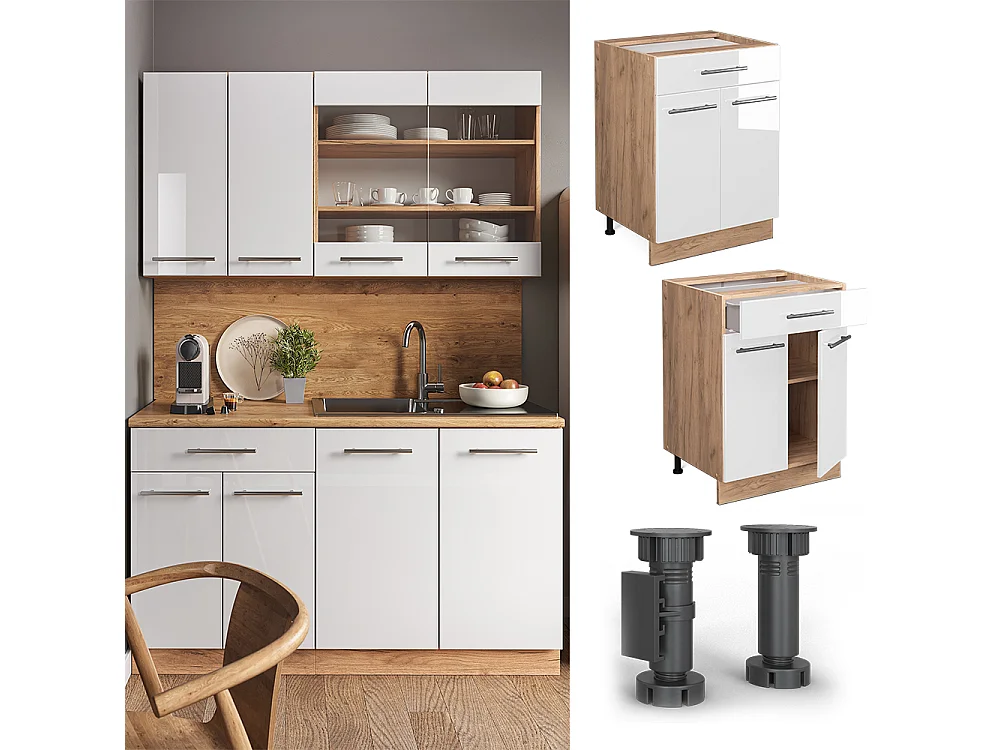 Meuble cuisine blanc haute brillance 60x60x82 fame-line