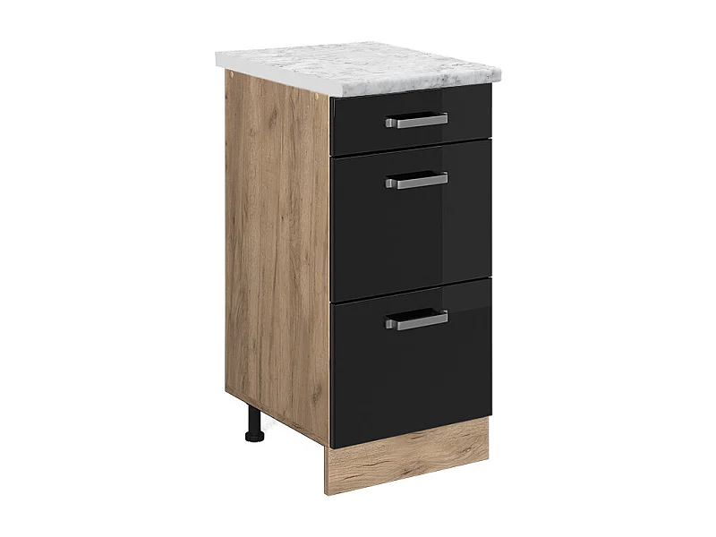 Meuble cuisine noir haute brillance 40x60x81.6 r-line