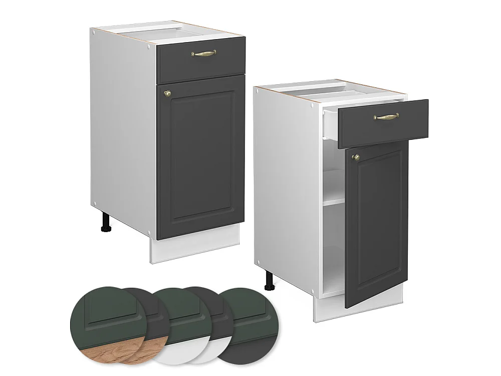 Kitchen base cabinet anthracite gold 40x51.6x82 fame-line
