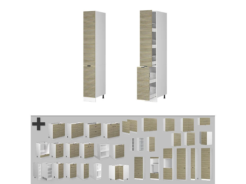 Meuble haute de cuisine panneau en chêne 30x58x206.8 fame-line