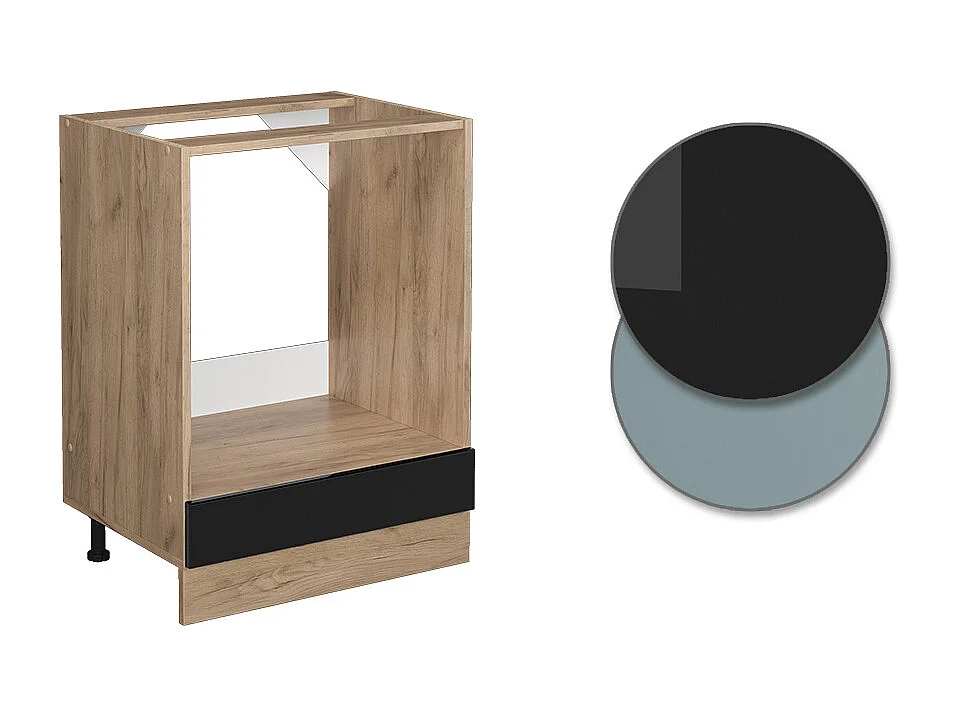 Meuble pour four noir haute brillance 60x60x81.6 r-line