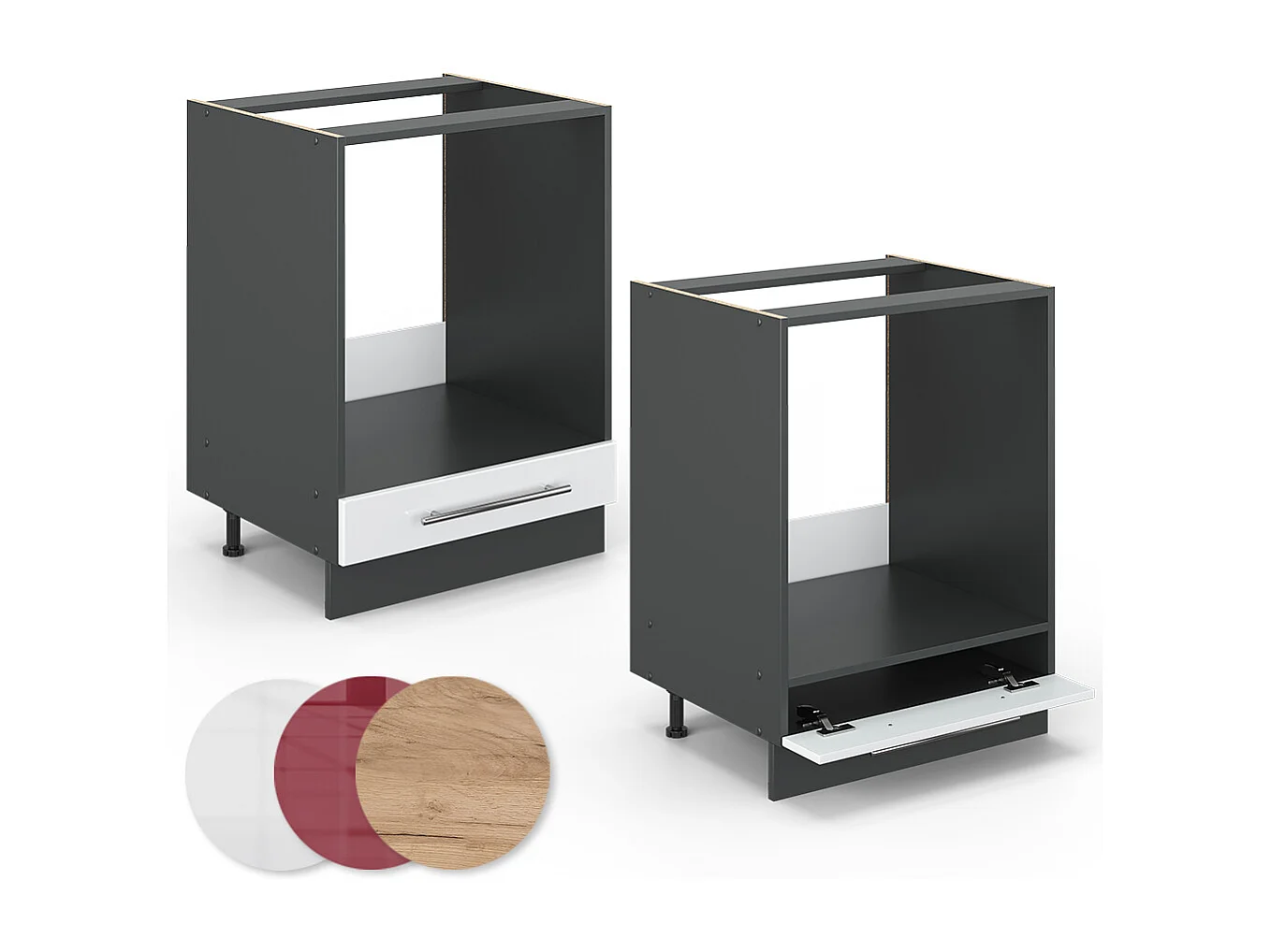 Meuble pour four blanc haute brillance 60x60x82 fame-line