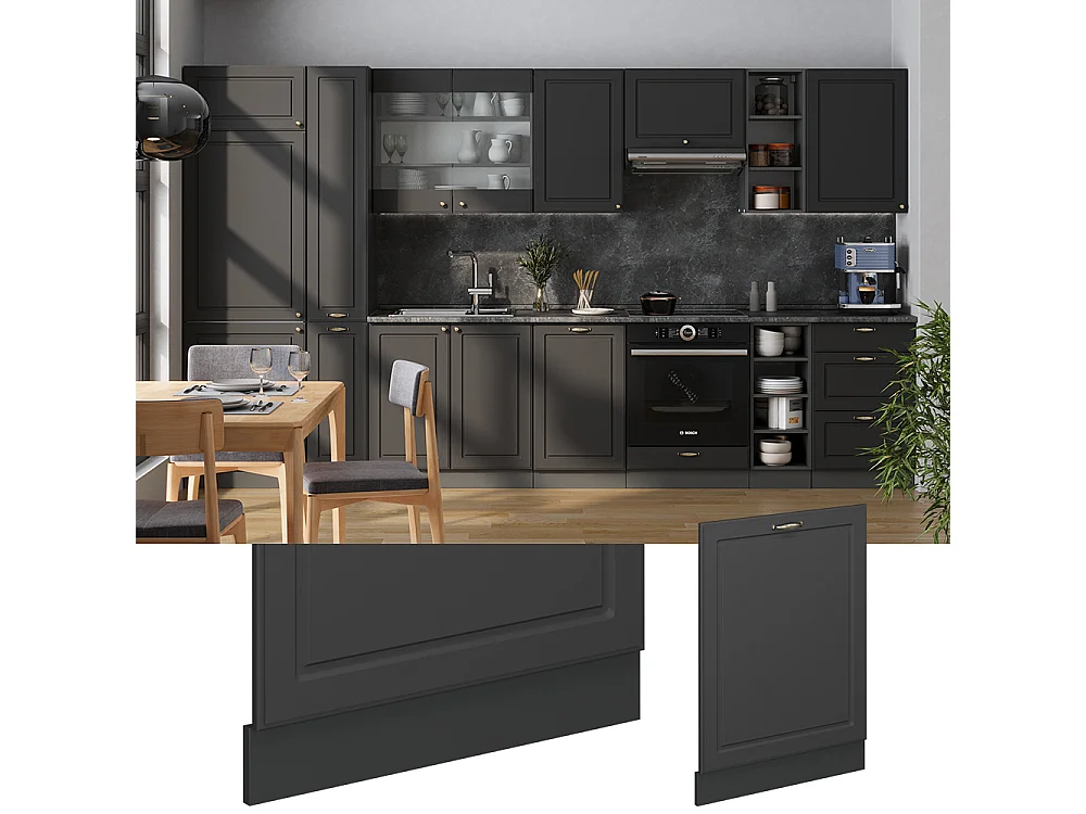 Panel frontal del lavavajillas antracita-oro landhaus 60x1.6x81.8 fame-line