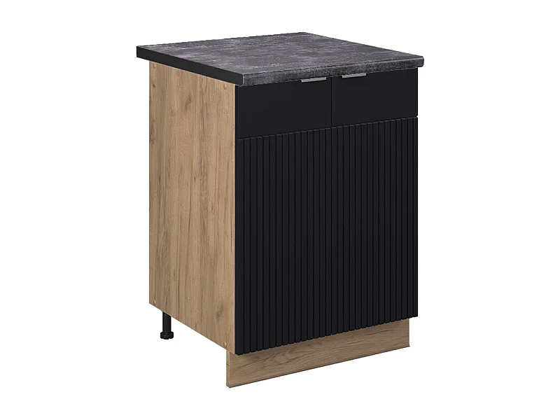 Meuble bas de cuisine noir rayé 60x60x82 fame-line