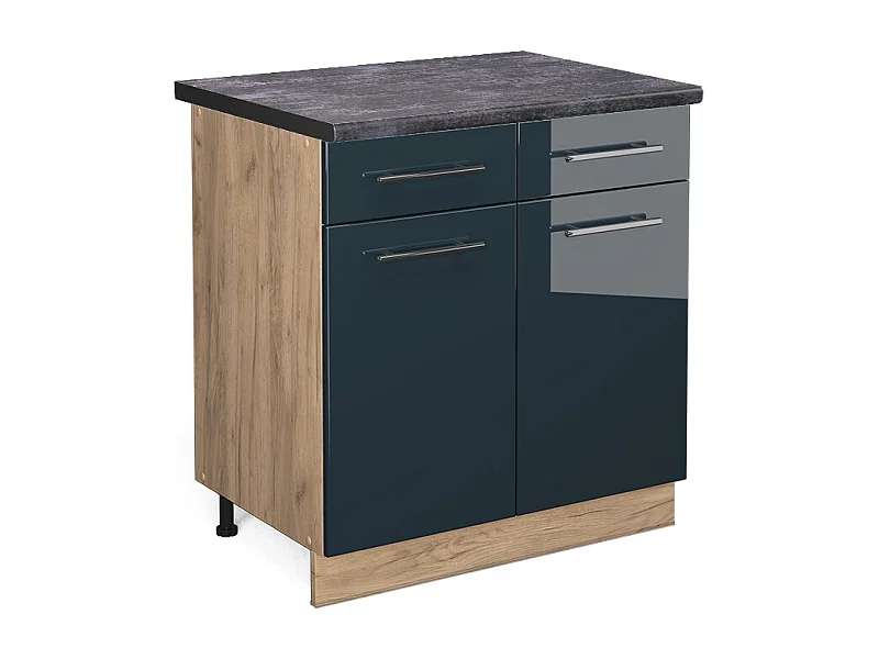 Mueble bajo de cocina azul oscuro alto brillo 80x60x82 fame-line