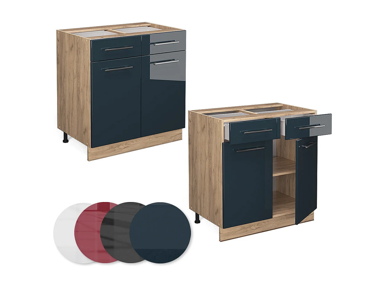 Mobiletto base per cucina blu scuro lucido 80x60x82 fame-line