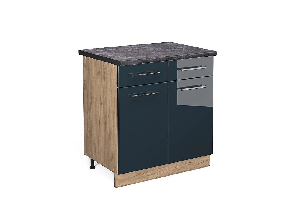 Meuble cuisine bleu foncé brillant 80x60x82 fame-line