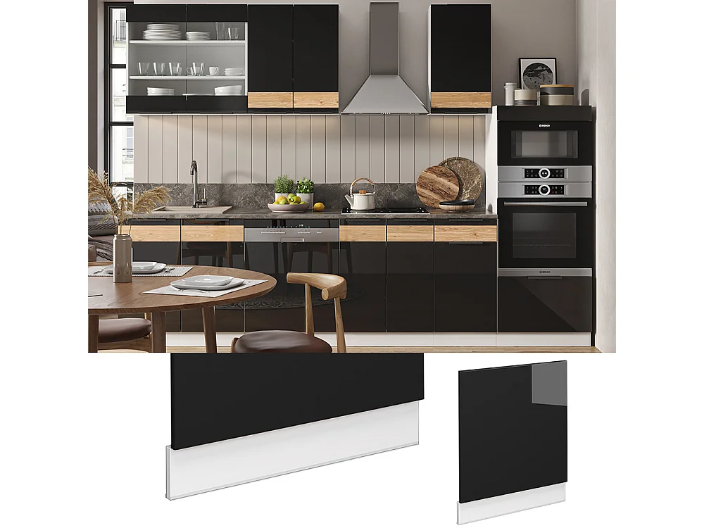 Panel frontal roble negro alto brillo 60x1.6x67.4 fame-line