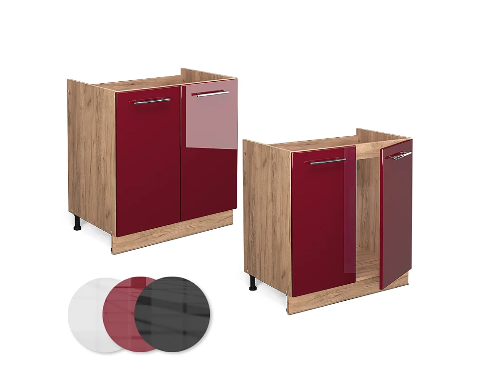 Mobile lavello cucina Bordeaux lucido 80x51.6x82 fame-line