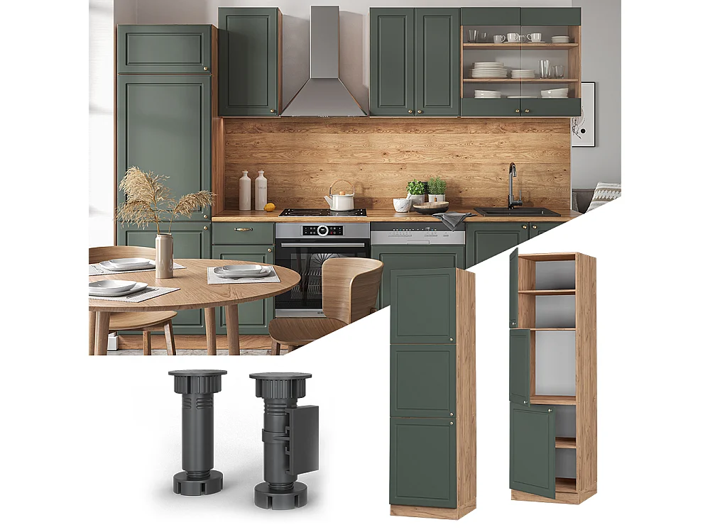 Armario para horno empotrado verde dorado casa de campo 60x58x206.8 fame-line