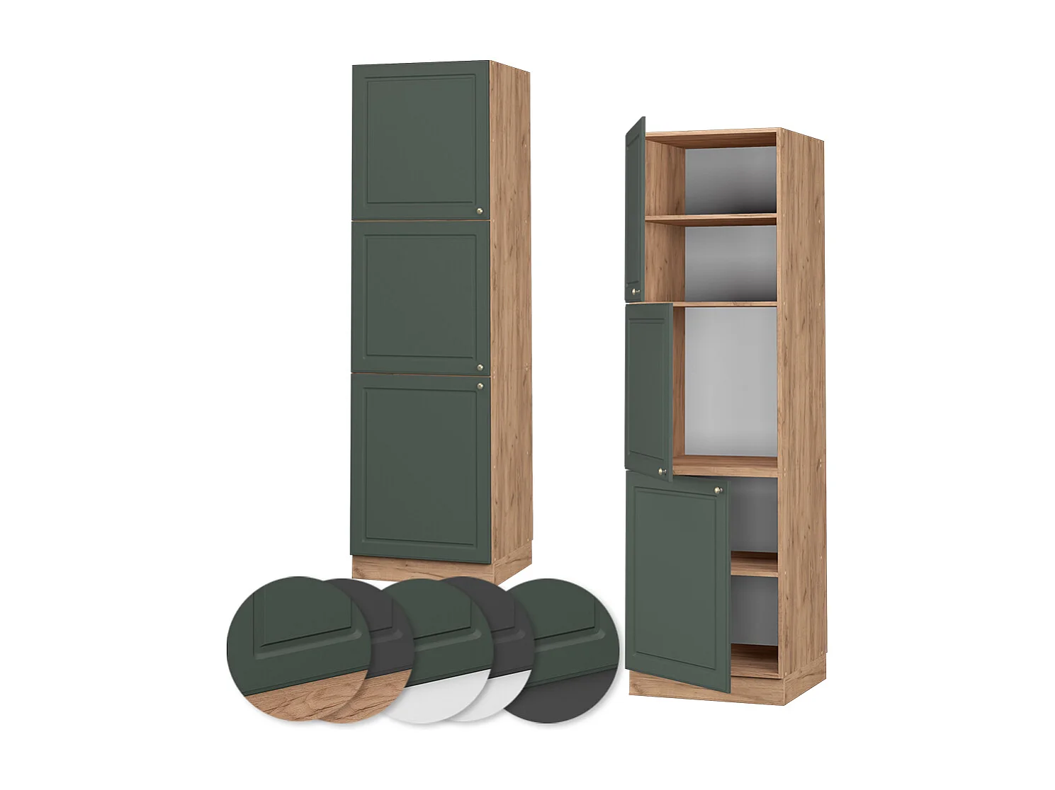 Armario para horno empotrado verde dorado casa de campo 60x58x206.8 fame-line