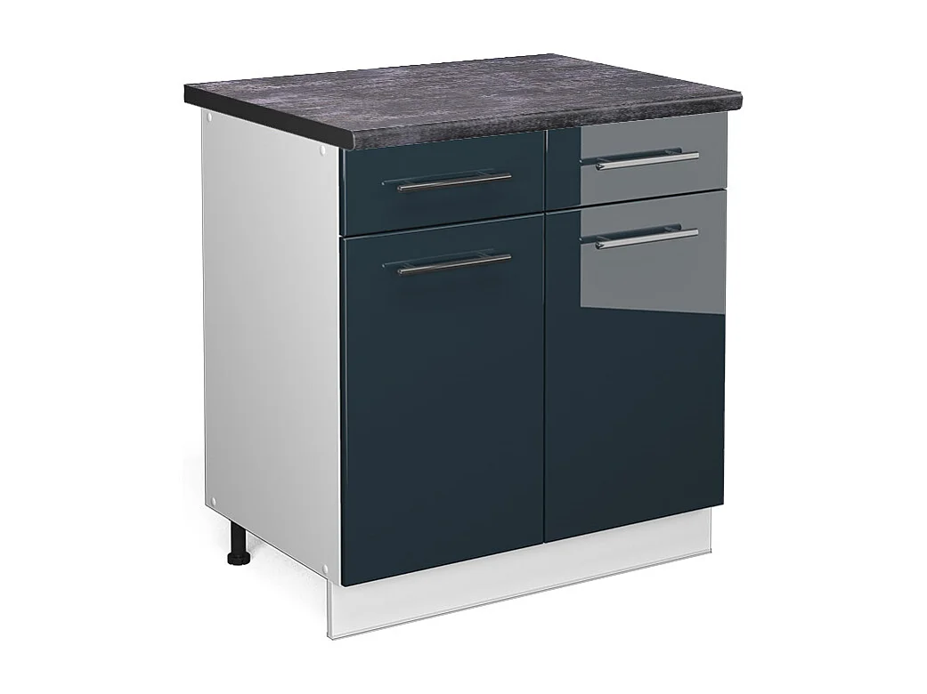 Mueble bajo de cocina azul oscuro alto brillo 80x60x82 fame-line