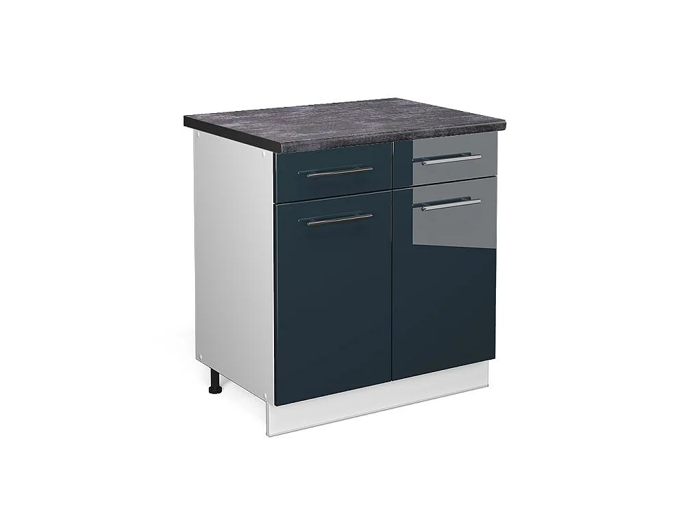 Meuble cuisine bleu foncé brillant 80x60x82 fame-line
