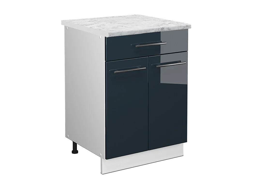 Meuble cuisine bleu foncé brillant 60x60x82 fame-line