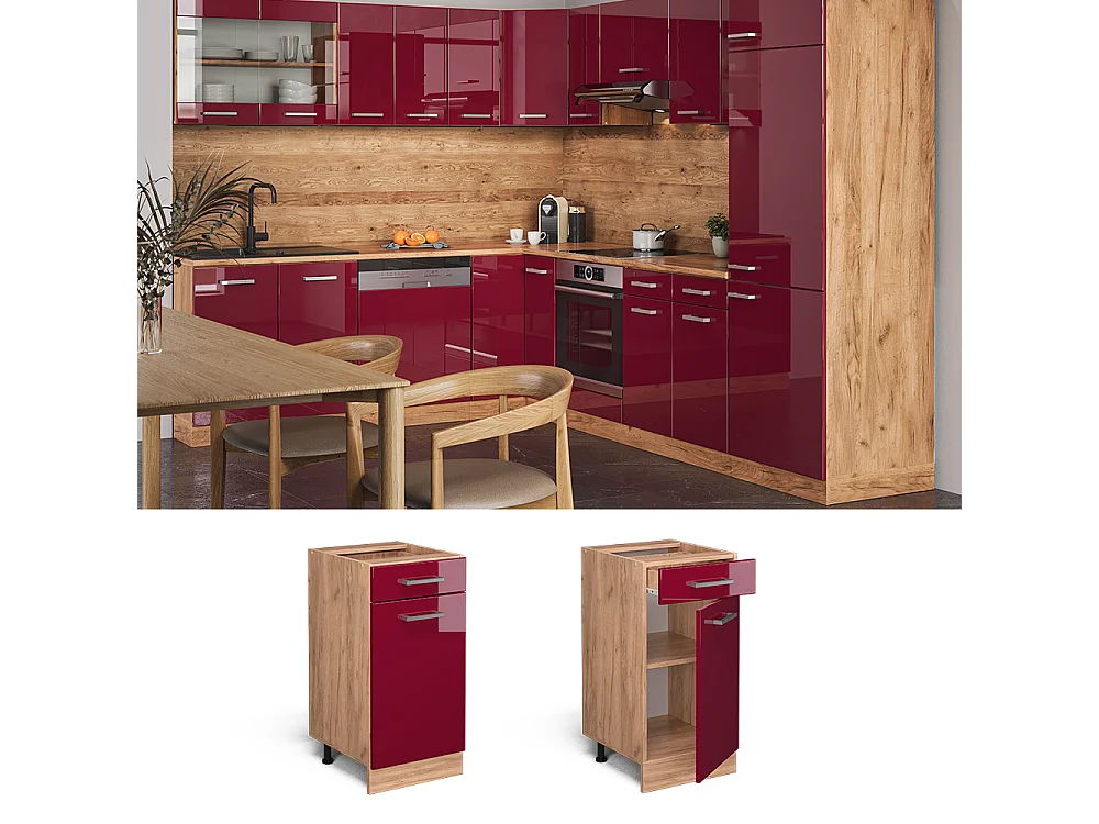 Küchenunterschrank rot hochglanz 40x46x81.6 r-line