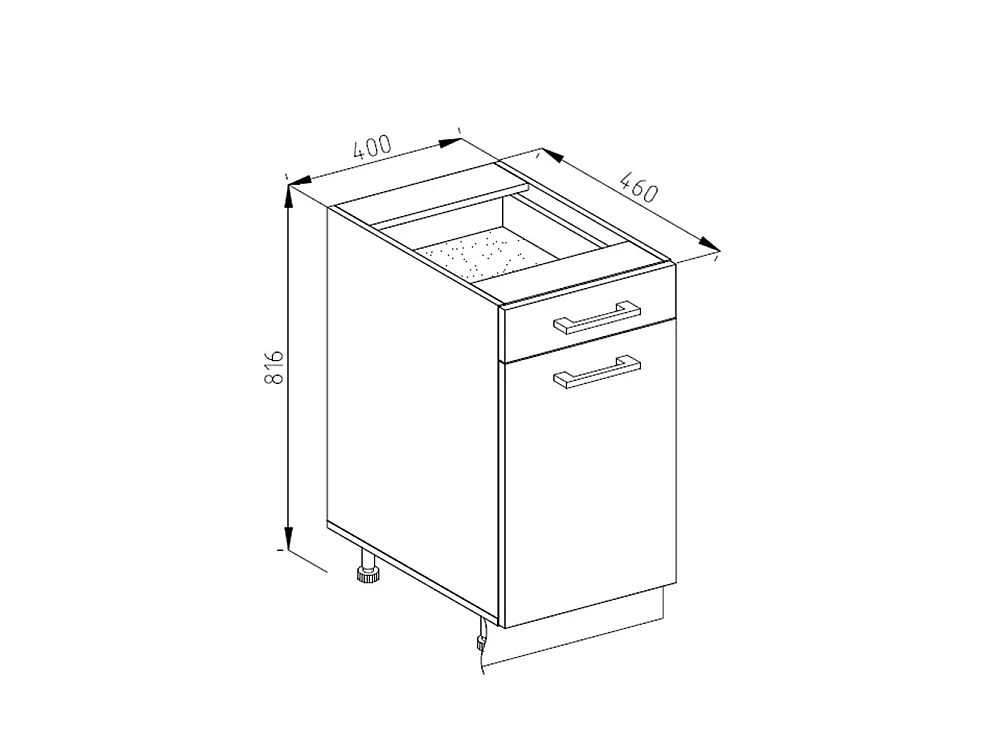 Mobiletto base per cucina rosso lucido 40x60x81.6 r-line