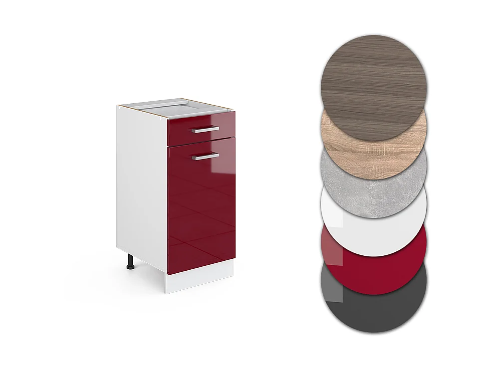 Mobiletto base per cucina rosso lucido 40x60x81.6 r-line