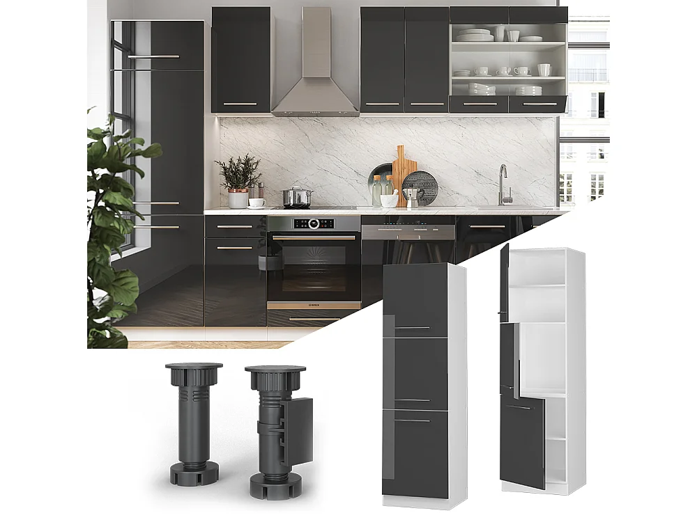 Meuble pour four anthracite haute brillance 60x58x206.8 fame-line