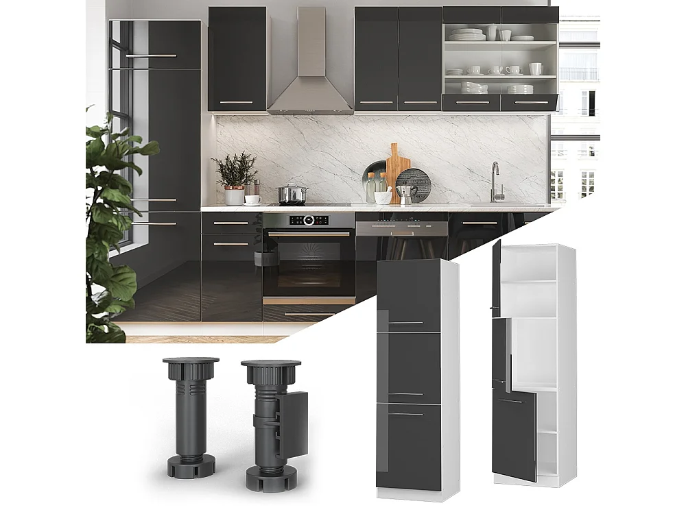Mobile per forno da incasso antracite lucido 60x58x206.8 fame-line