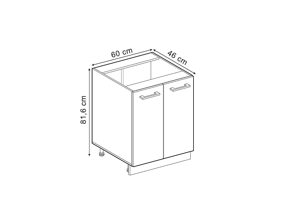 Mueble bajo de cocina roble dorado 60x60x81.6 r-line