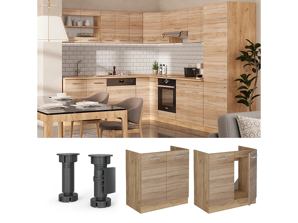 Meuble bas sous-évier sonoma 80x60x81.6 r-line