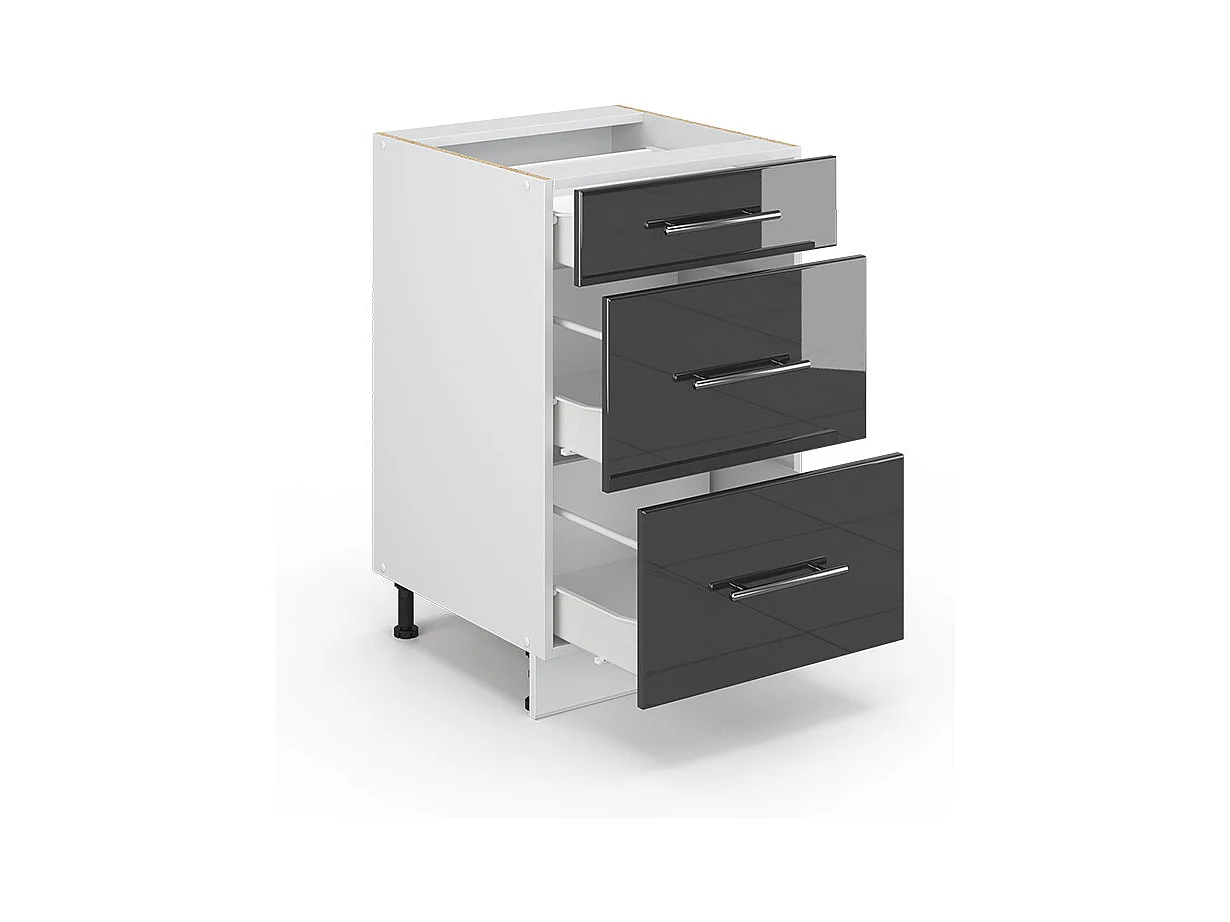 Mueble bajo de cocina antracita alto brillo 50x51.6x82 fame-line