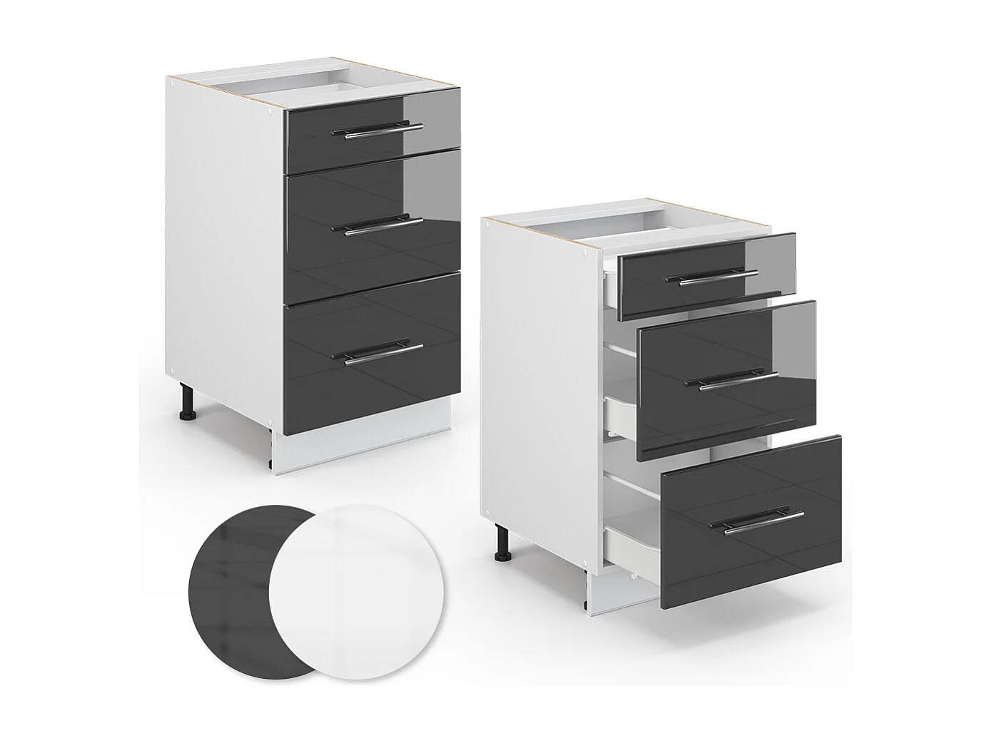 Mueble bajo de cocina antracita alto brillo 50x51.6x82 fame-line