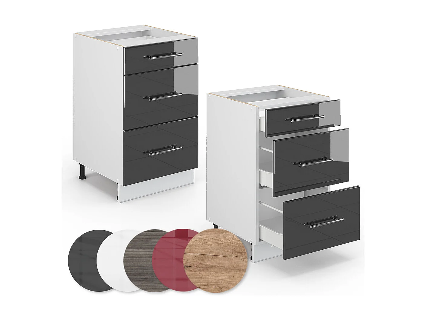 Meuble cuisine anthracite haute brillance 50x51.6x82 fame-line