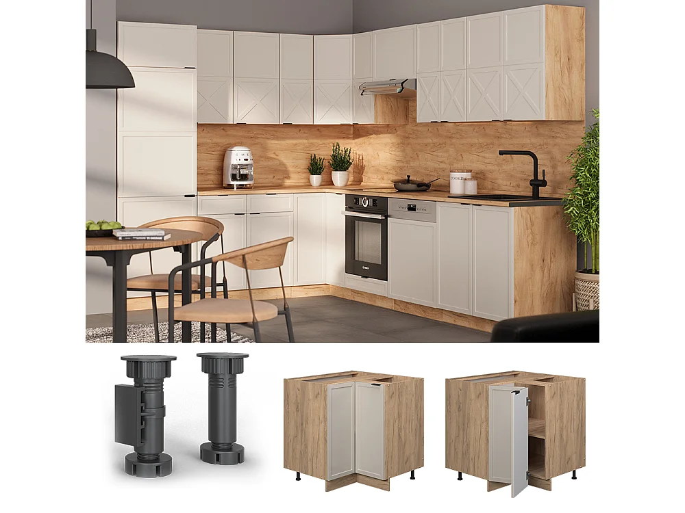 Eckunterschrank graubeige 80.5x60x82 fame-line