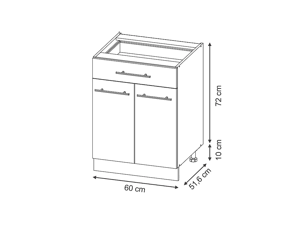Kitchen base cabinet dark blue high gloss 60x51.6x82 fame-line