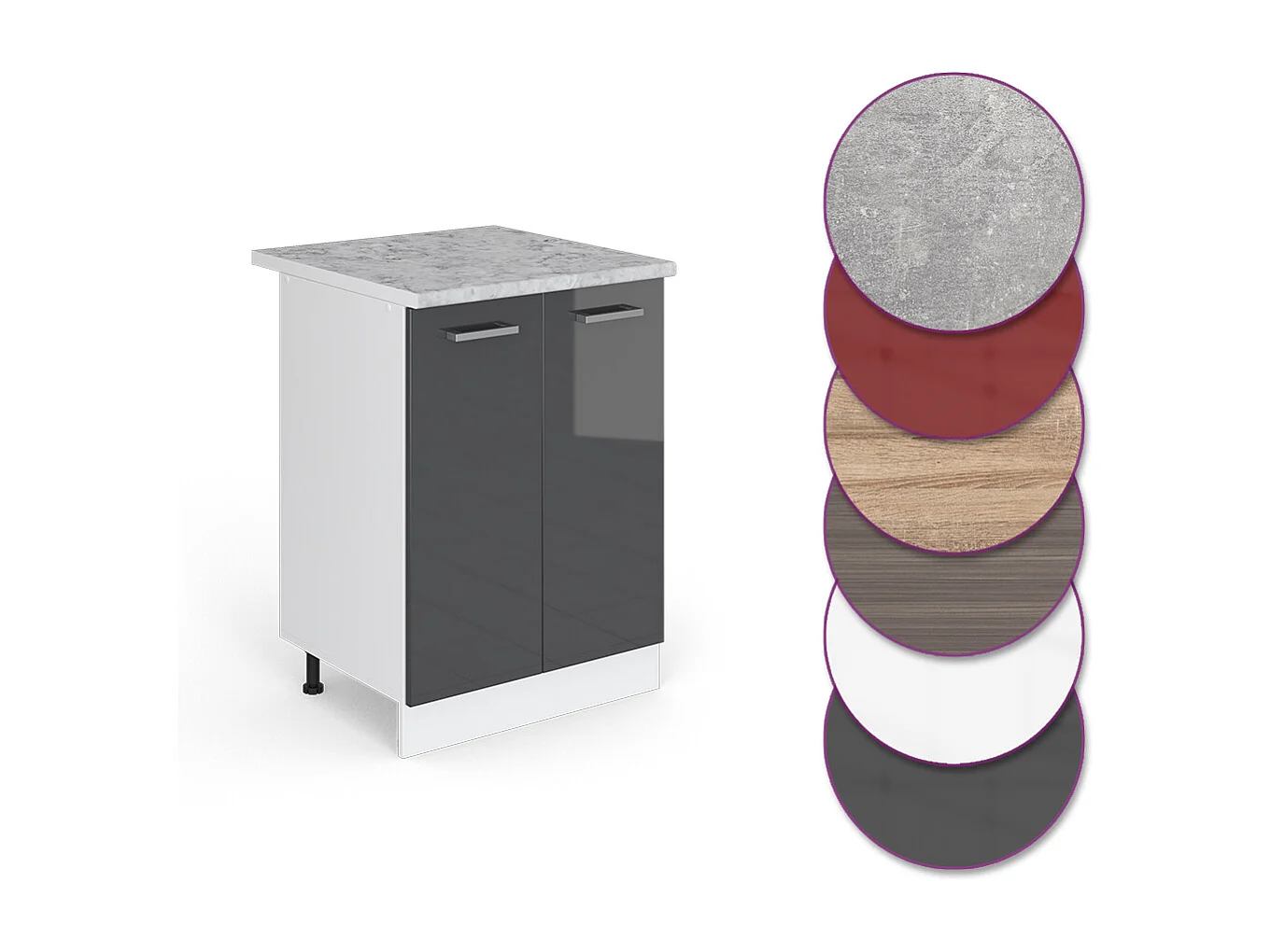 Keukenonderkast antraciet hoogglans 60x60x81.6 r-line