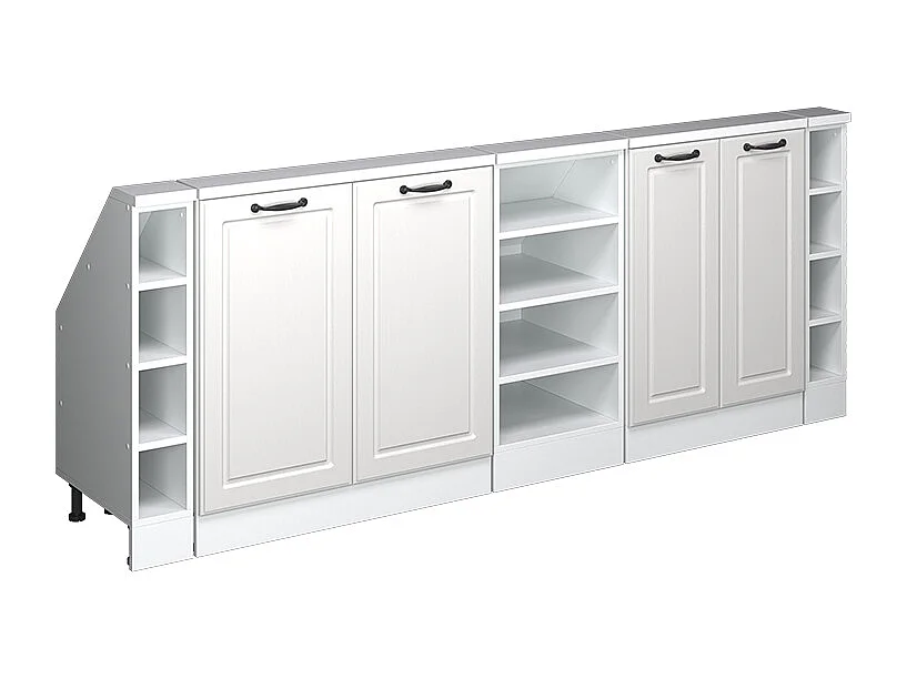 Armário de cozinha para sótão inclinado casa de campo branca 210x46x81.6 r-line