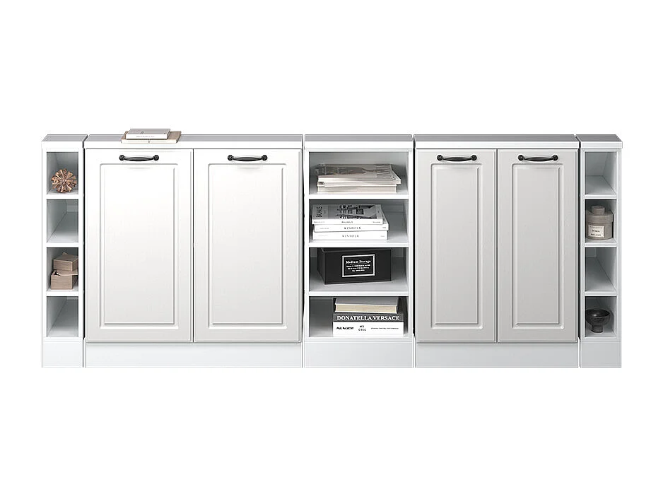 Armário de cozinha para sótão inclinado casa de campo branca 210x46x81.6 r-line