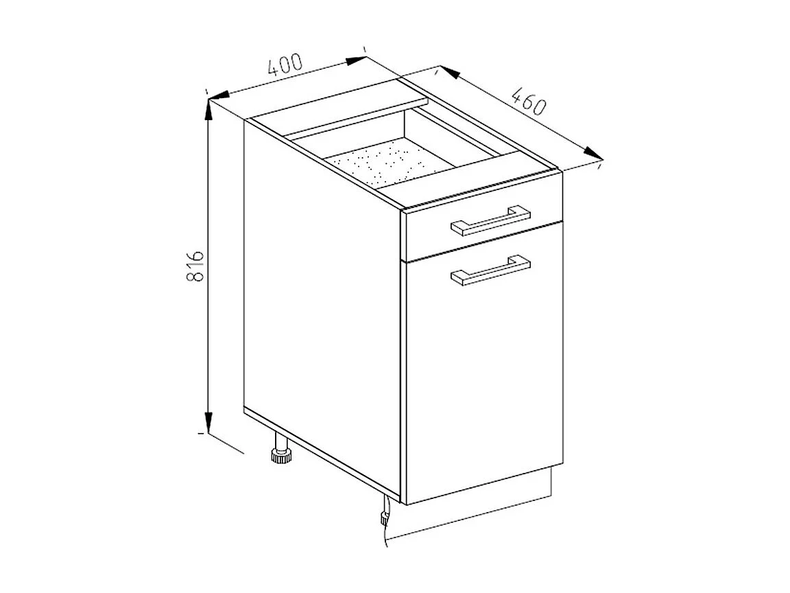 Mueble bajo de cocina rojo 40x46x81.6 r-line