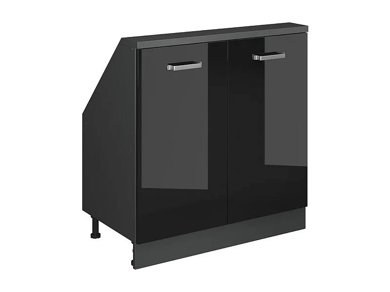 Armario de cocina para techo inclinado negro brillo intenso 80x46x81.6 r-line